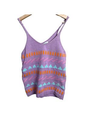 ALL Tribal Women Purple Mix Of Shape Tank Top *Dimensions in Picturess*